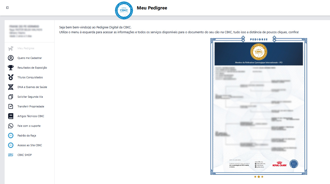 Imagem do Pedigree Digital CBKC