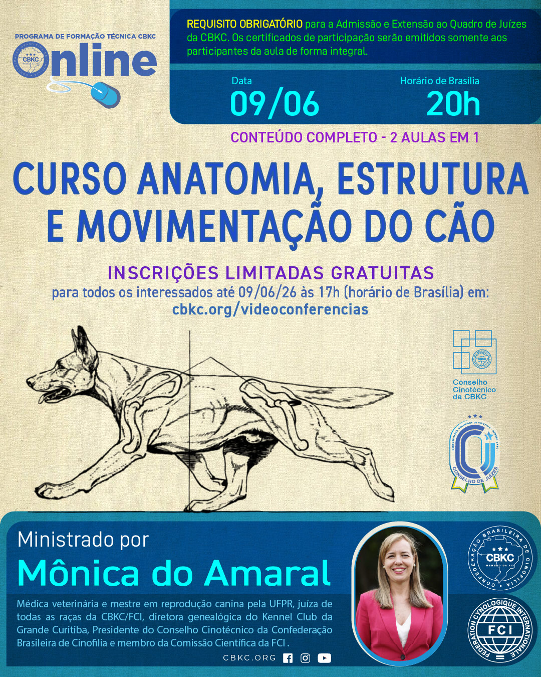 Imagem Videoconferências CBKC: Curso Anatomia, Estrutura e Movimentação do Cão - 2026