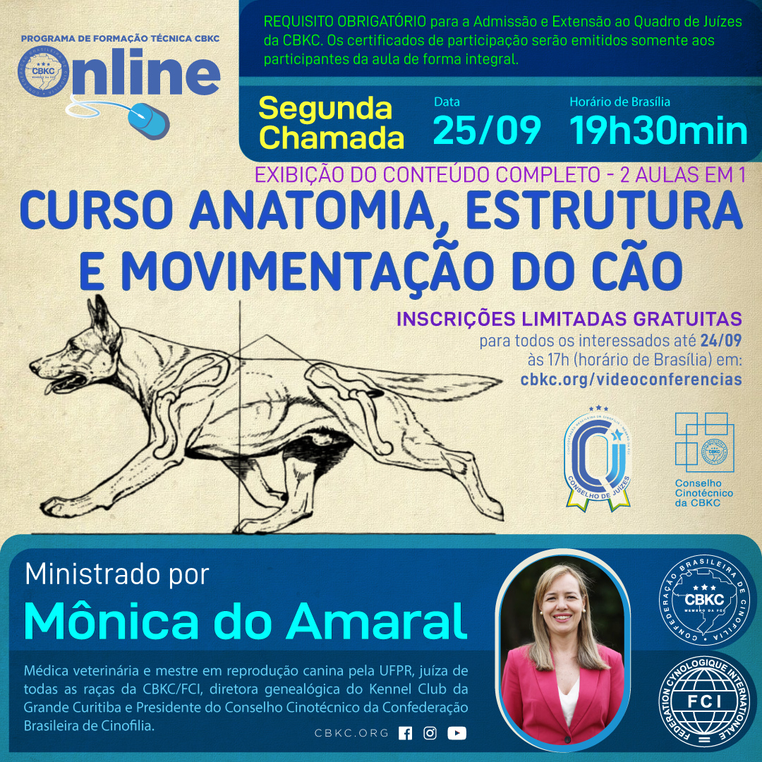 Imagem Videoconferências CBKC: Curso Anatomia, Estrutura e Movimentação do Cão - Segunda Chamada