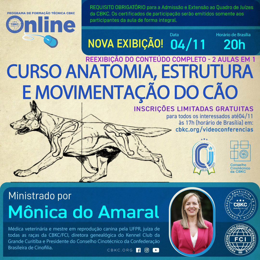 Imagem Videoconferências CBKC: Curso Anatomia, Estrutura e Movimentação do Cão - 2025