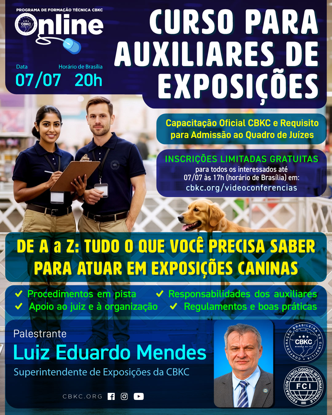 Imagem Videoconferências CBKC: Curso para Auxiliares de Exposições da CBKC - 2026