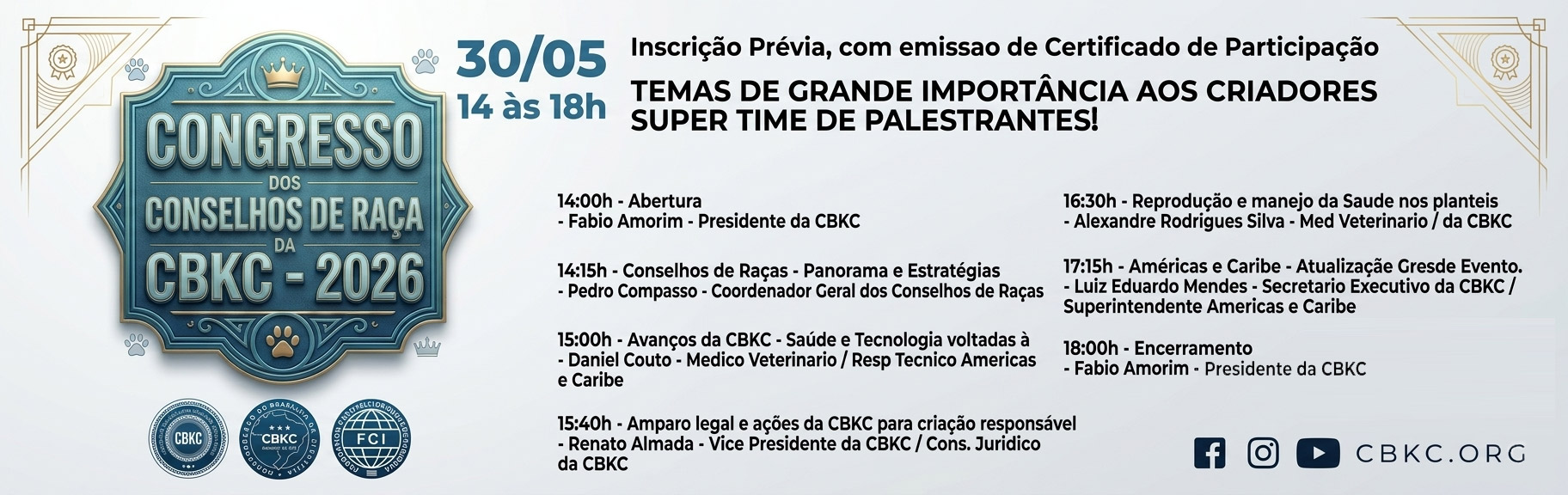 Congresso de Conselhos de Raças CBKC 2026